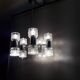 Vintage chandelier - 10 Lights - chrome metal and glass - 1970s