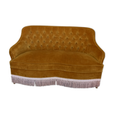 Canapé banquette crapaud velour jaune