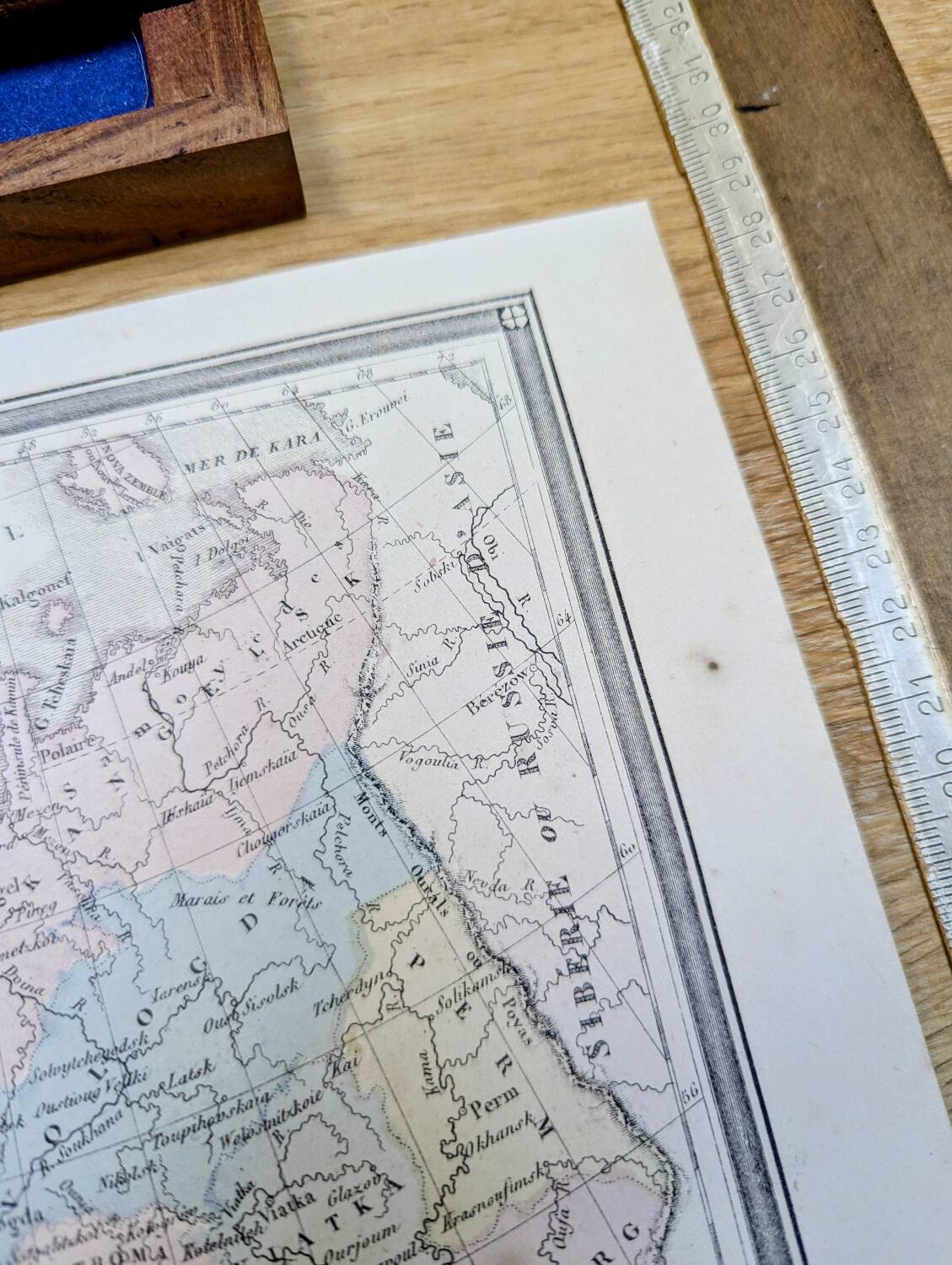 Russia, old map, printed in 1852.
