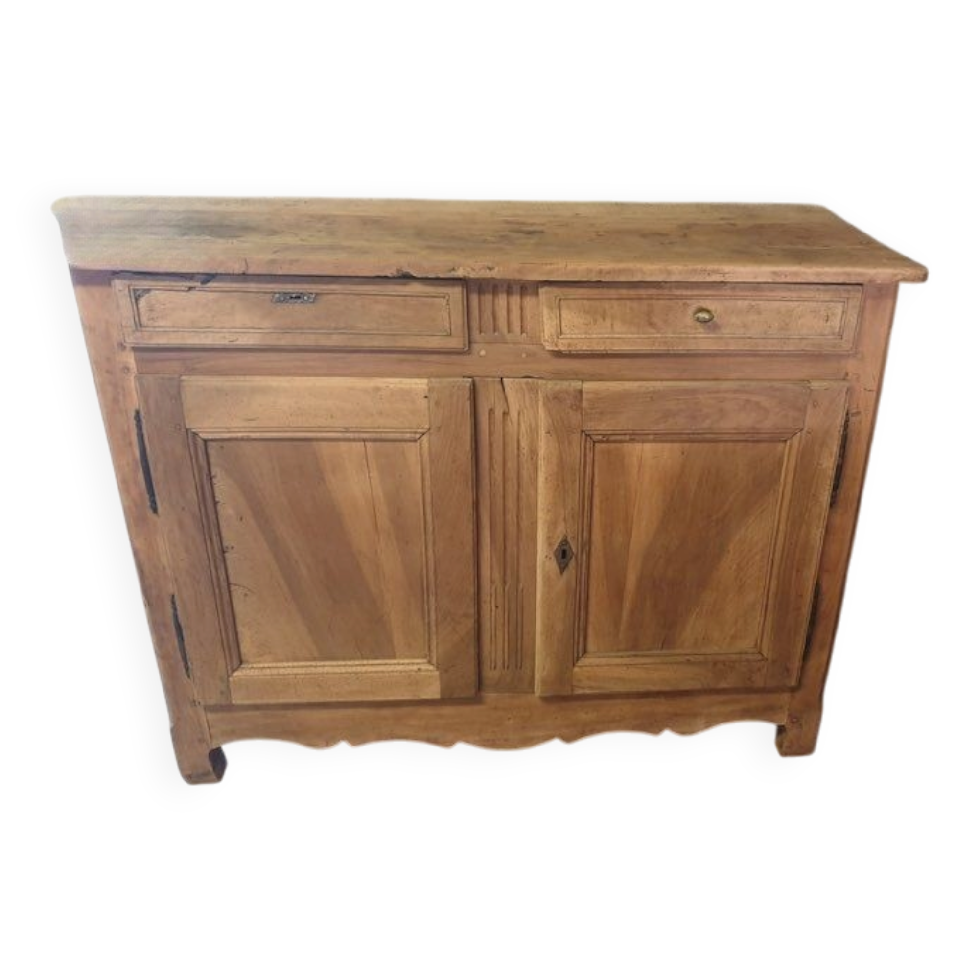 Rustic antique buffet in solid wood with 2 drawers.