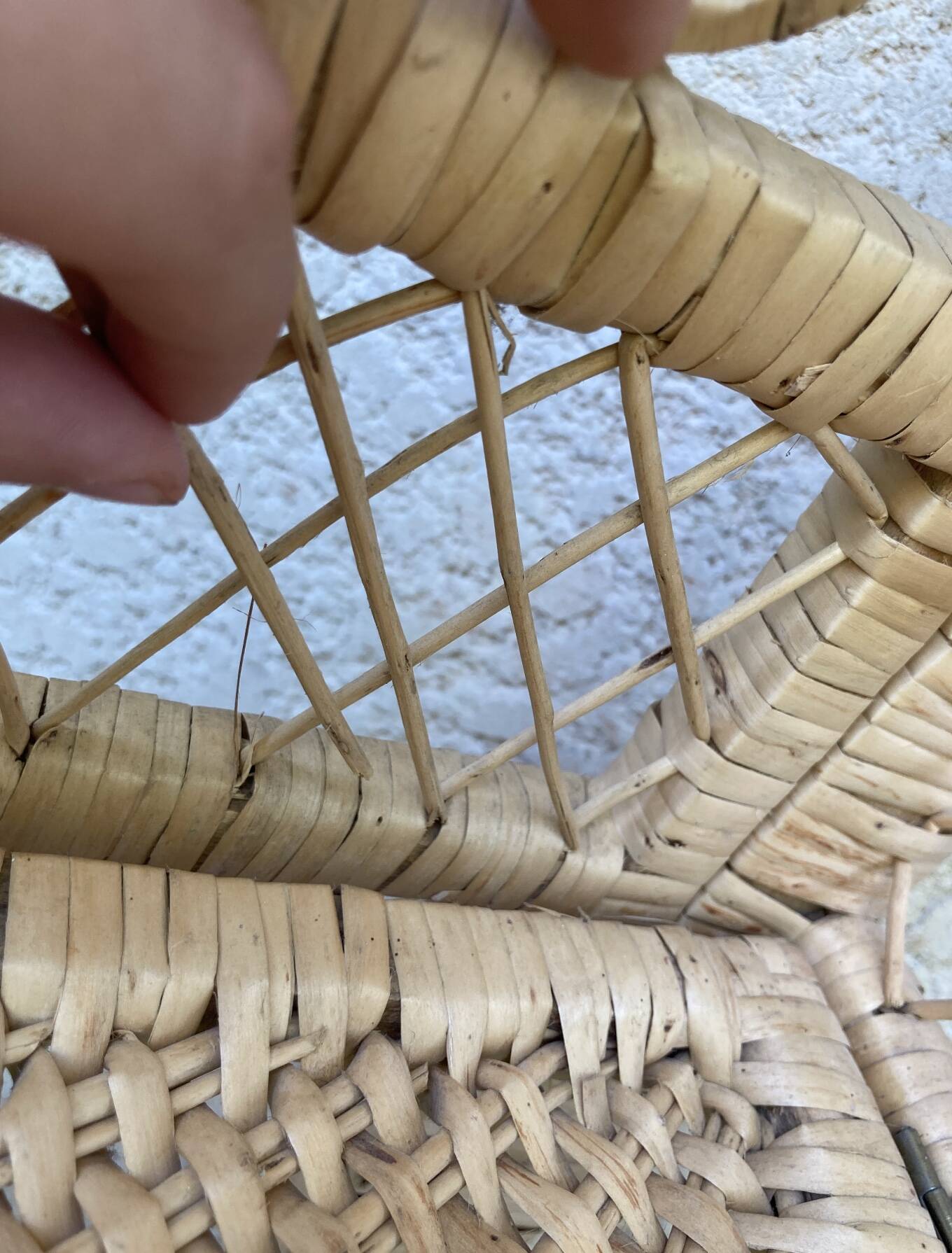 Vintage rattan corner shelf