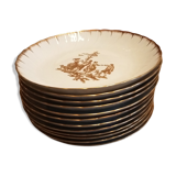 Limoges porcelain signed Bernardaud with gold border and central decoration country scenes