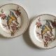 Pair of bird plates in iron earth Lunéville chickadee