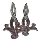 Pair of Flame Crystal Candlesticks
