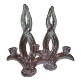 Paire de Bougeoirs Flame en Cristal