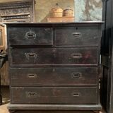 Teak officer's chest of drawers