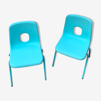 Set of two resin shell chairs