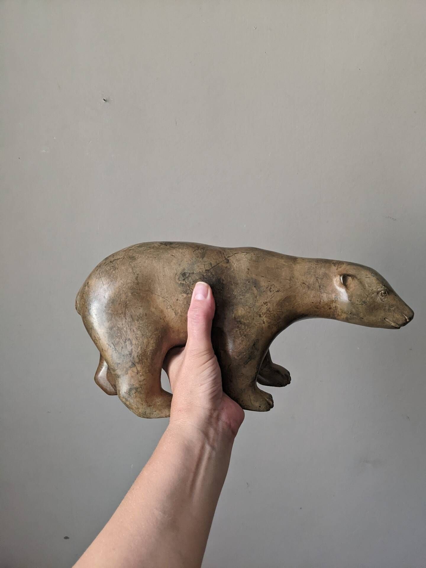 Bronze animal sculpture of a polar bear by Pierre Chenet.