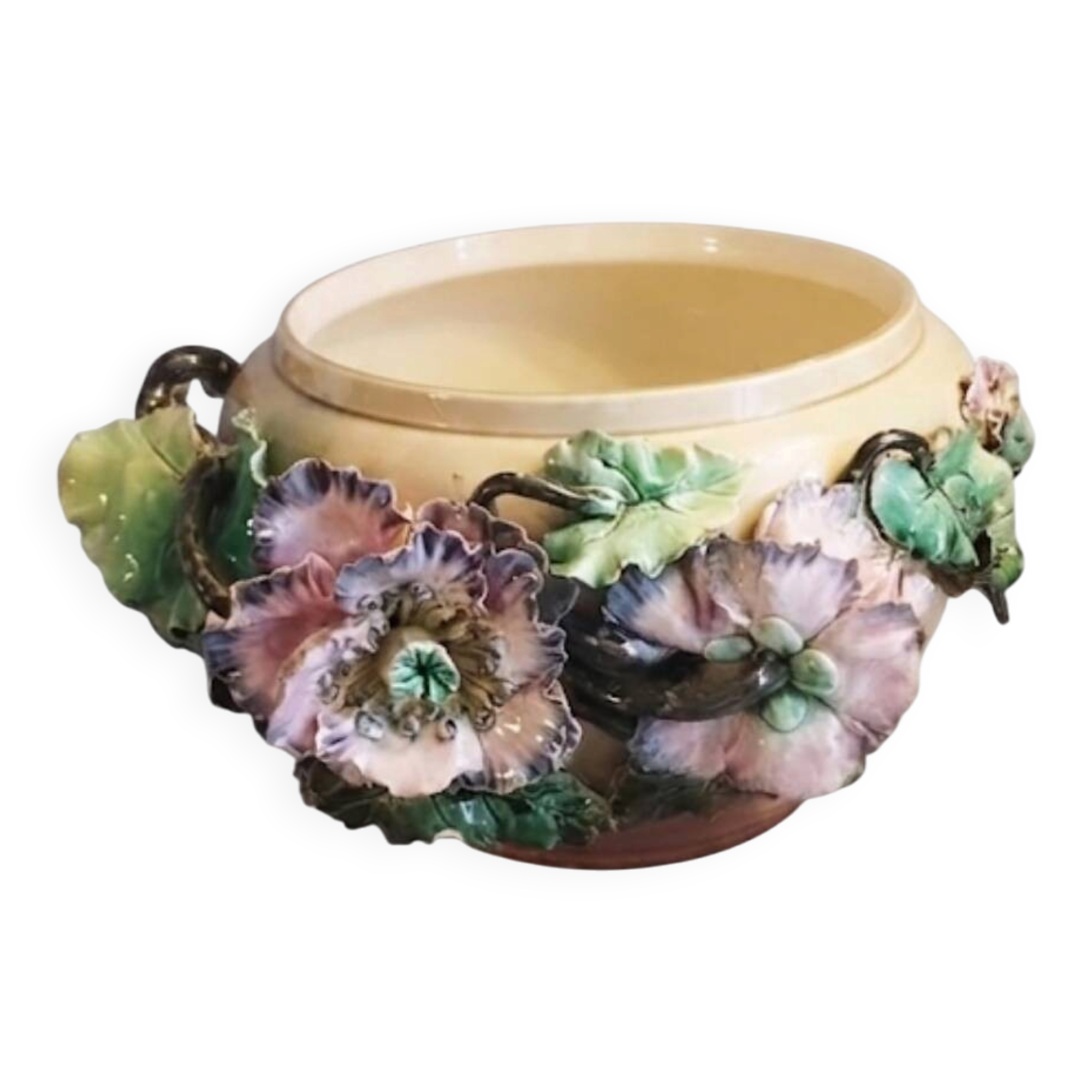 Large cache pot in earthenware, Art Nouveau.