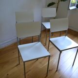 Set of 4 vintage metal and wood chairs from the 1990s.
