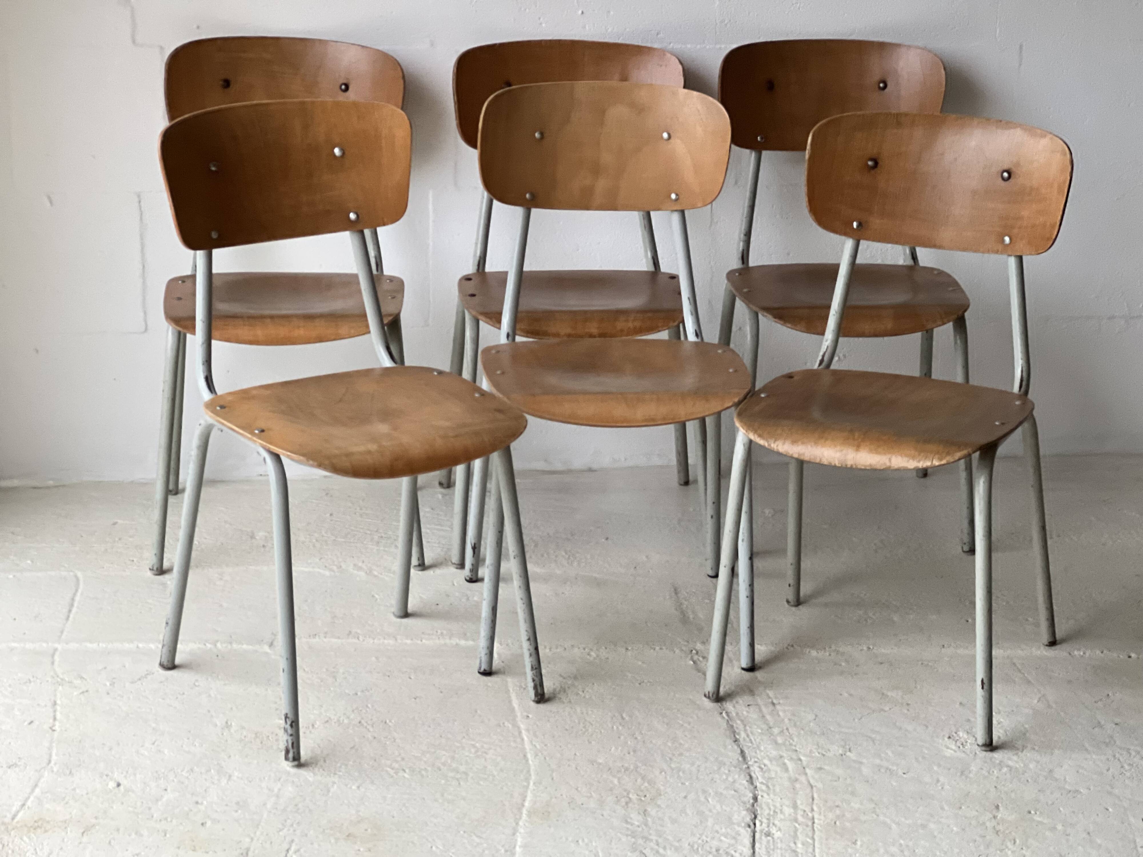Vintage School Chairs, set of 6