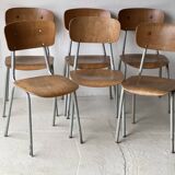 Chaises d'école vintage, lot de 6