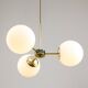 Mid-Century Modern Italian Chandelier in Brass and Opaline Glass, 1960s