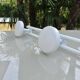 White lacquered metal wall coat rack, 3 hooks, 80s