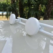 White lacquered metal wall coat rack, 3 hooks, 80s