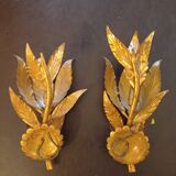 Pair of gold leaf sconces