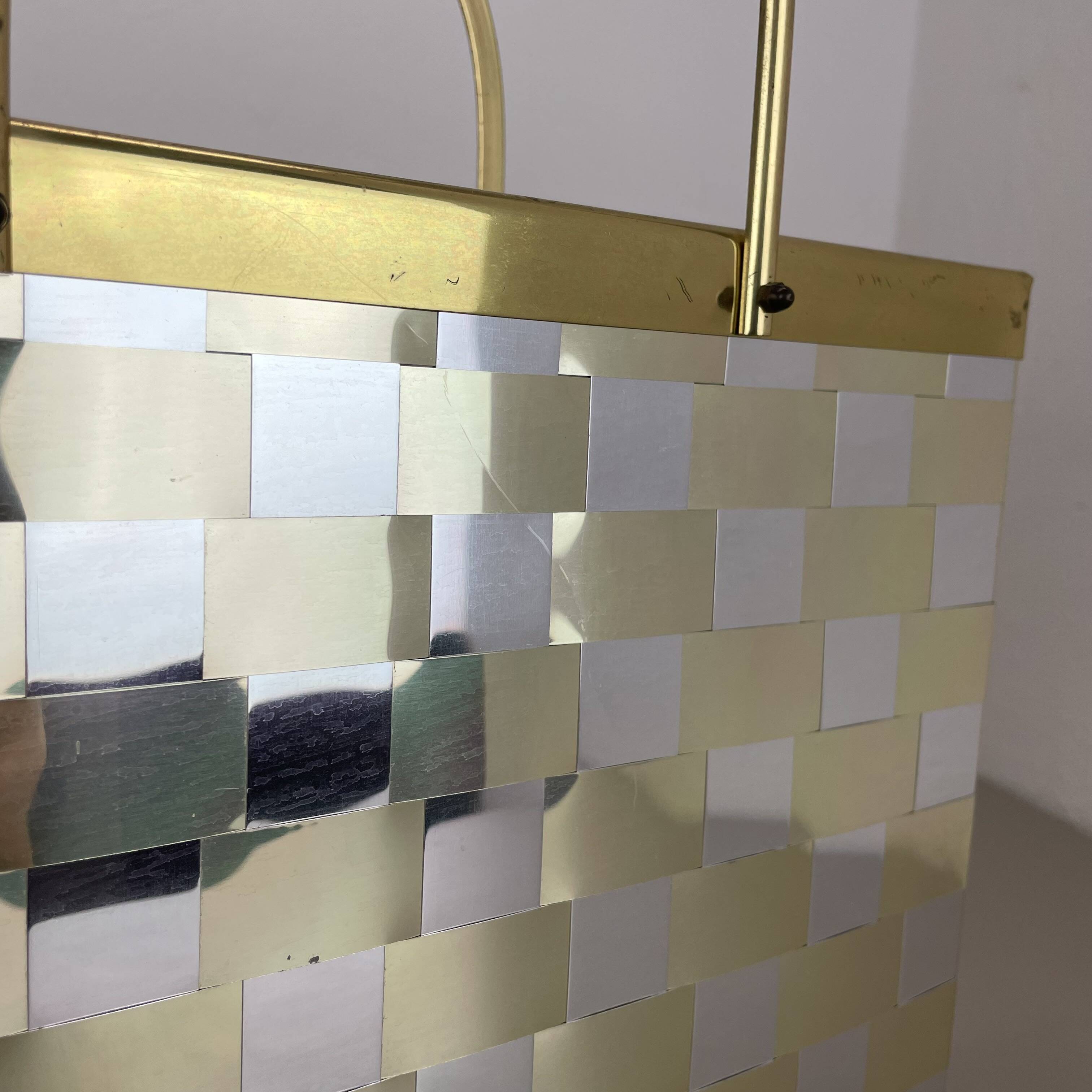 Rare hollywood regency paul evans style bicolor magazine holder, italy 1970
