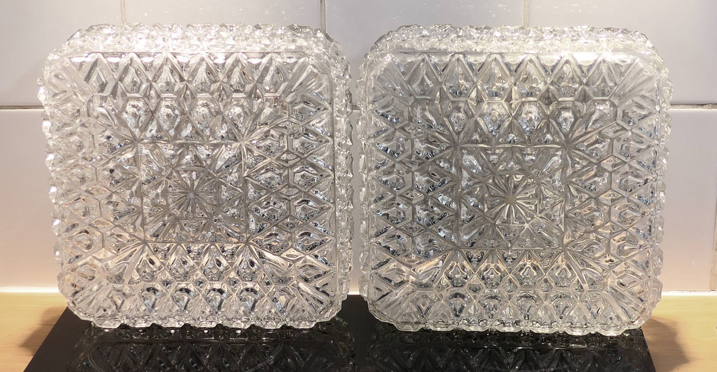 Pair of wall lights or ceiling lights Limburg Glashutte 1960s