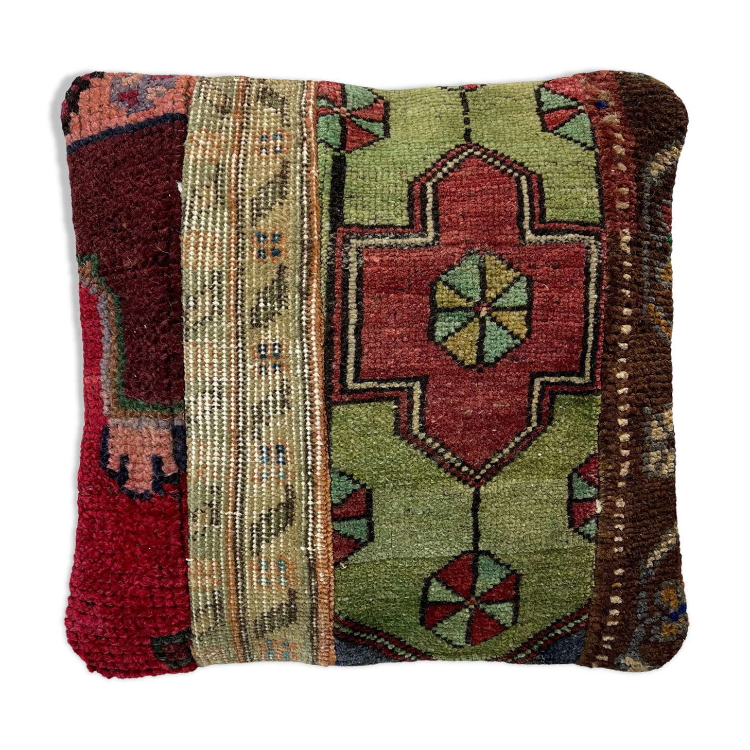 Vintage Turkish Patchwork Rug Cushion Cover 40x40 cm