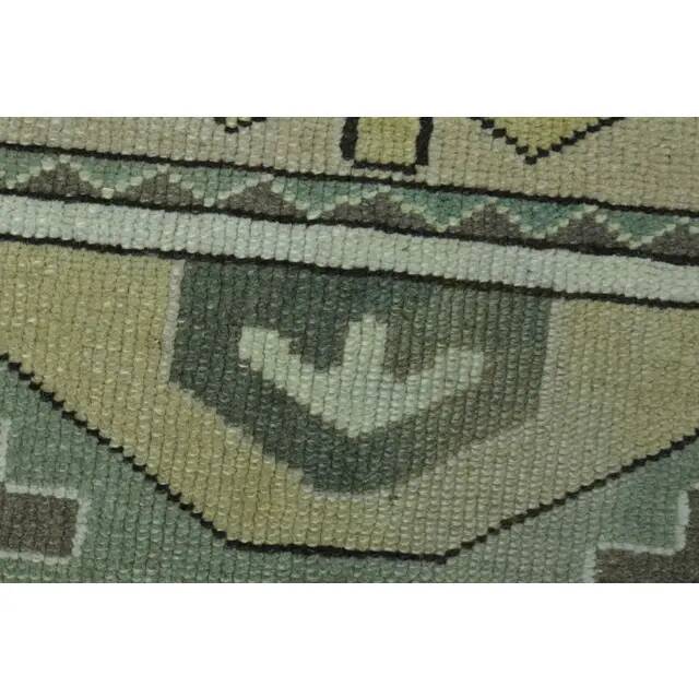 1970s vintage Turkish Oushak handmade wool cotton green area rug 164x207