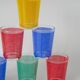 Set of 8 water glasses, red, green, yellow and blue, 1970