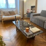 Minimalist design table in black marble Vintage Terrazzo