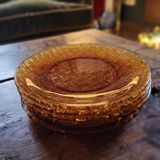 Textured Amber Glass Dessert Plates