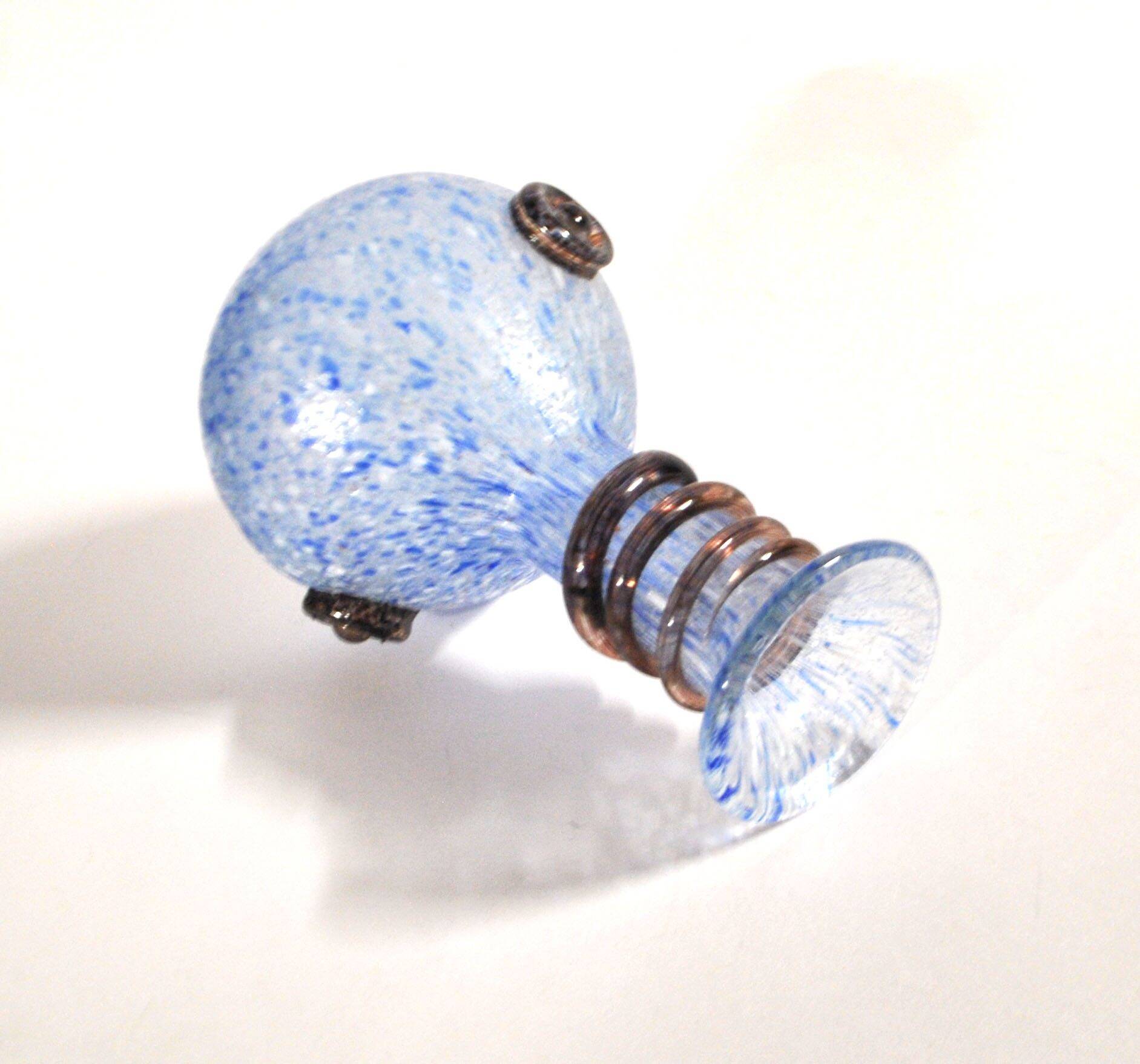 Coloured vase in blue and white glass paste – Murano bottle Italy