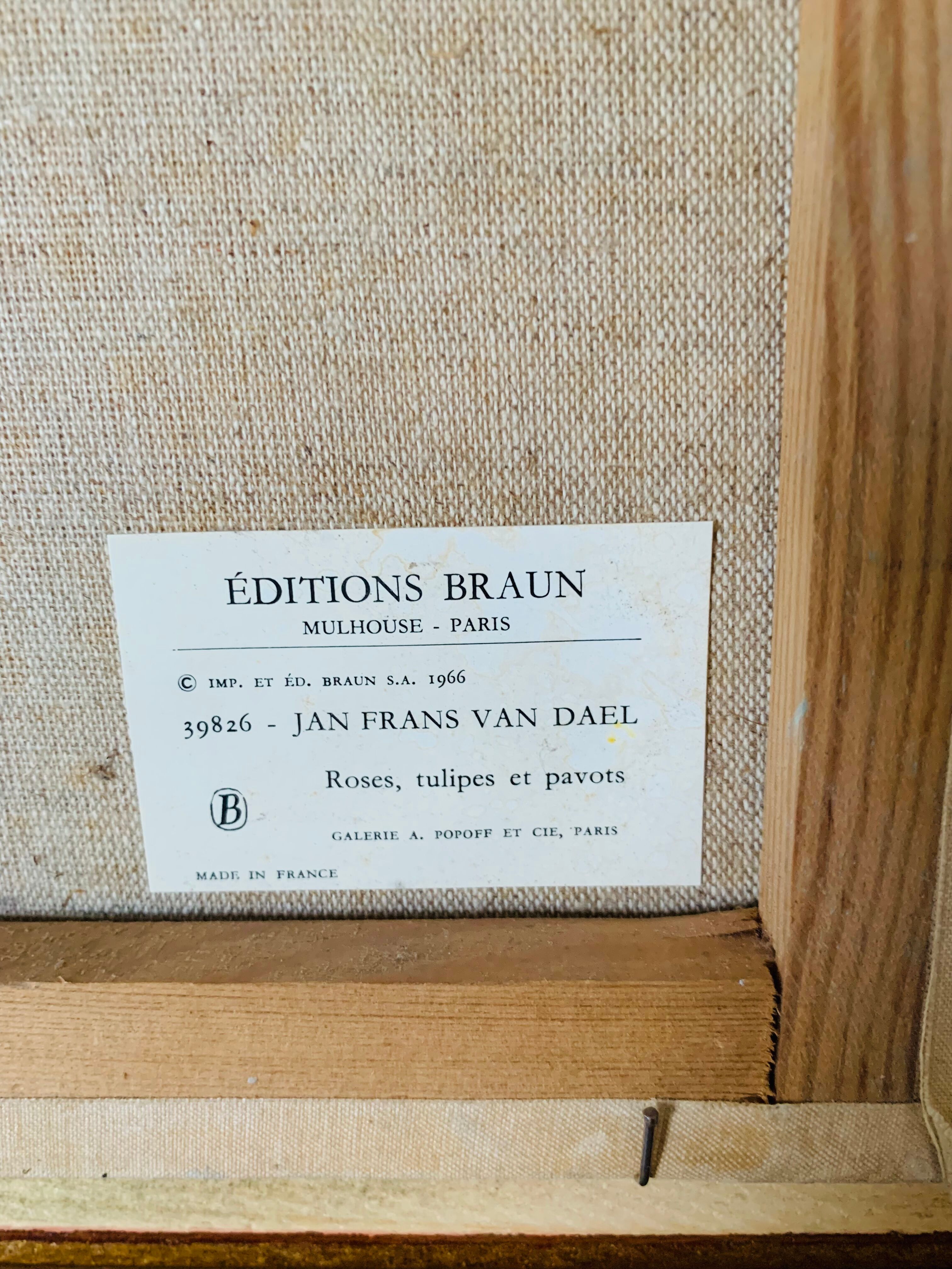 Frame braun editions representation jan frans van dael roses, tulips, peonies 39826 1966