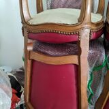 Set of Louis XV Cabriolet Chairs – Carved Wood & Bordeaux Leather