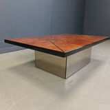 Vintage burl wood hidden bar coffee table, 1970s