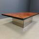 Table basse de bar cachée vintage en bois de ronce, années 1970