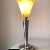 Silver bronze art deco table lamp