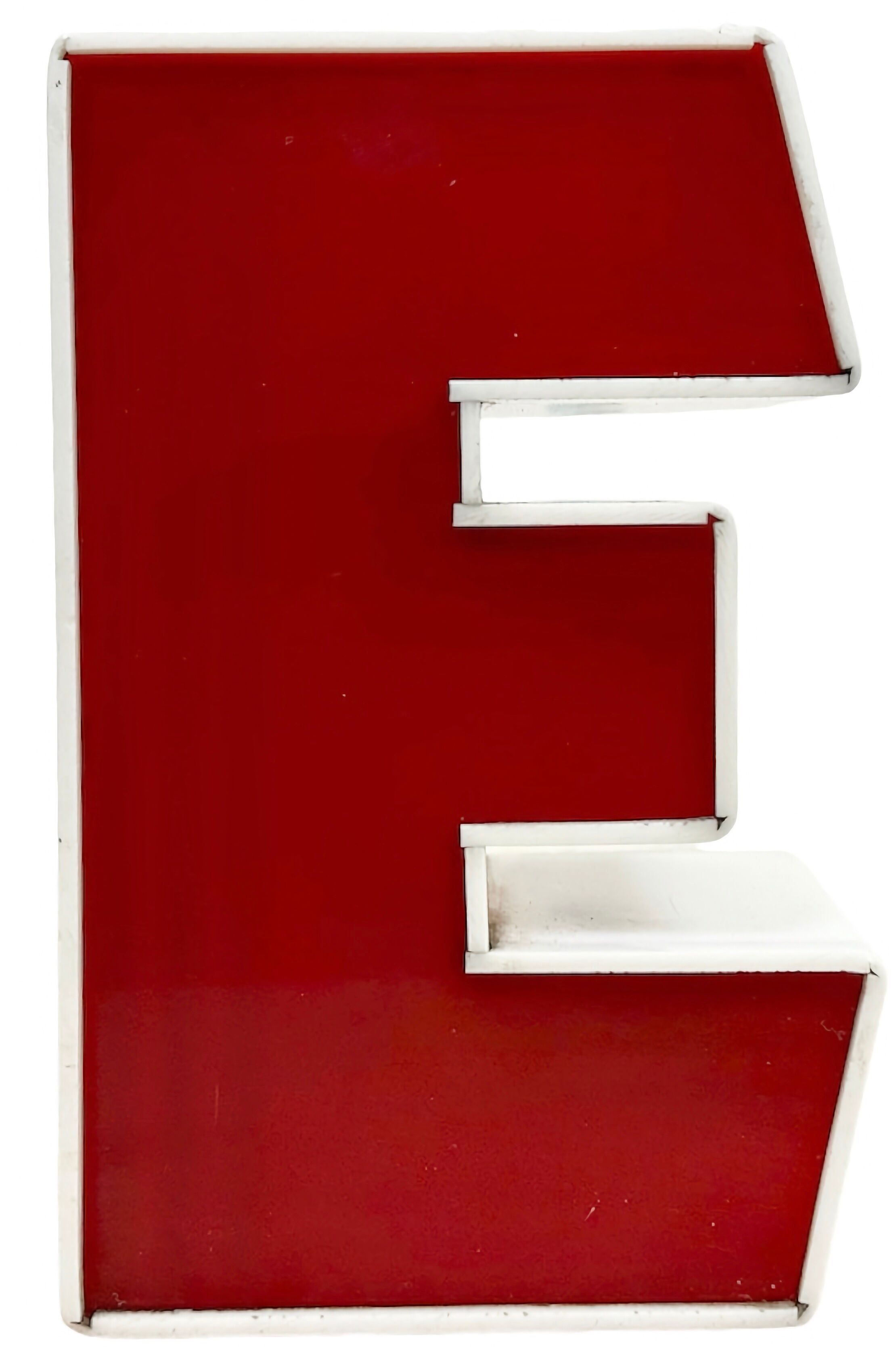 Vintage red facade letter e , 1970s