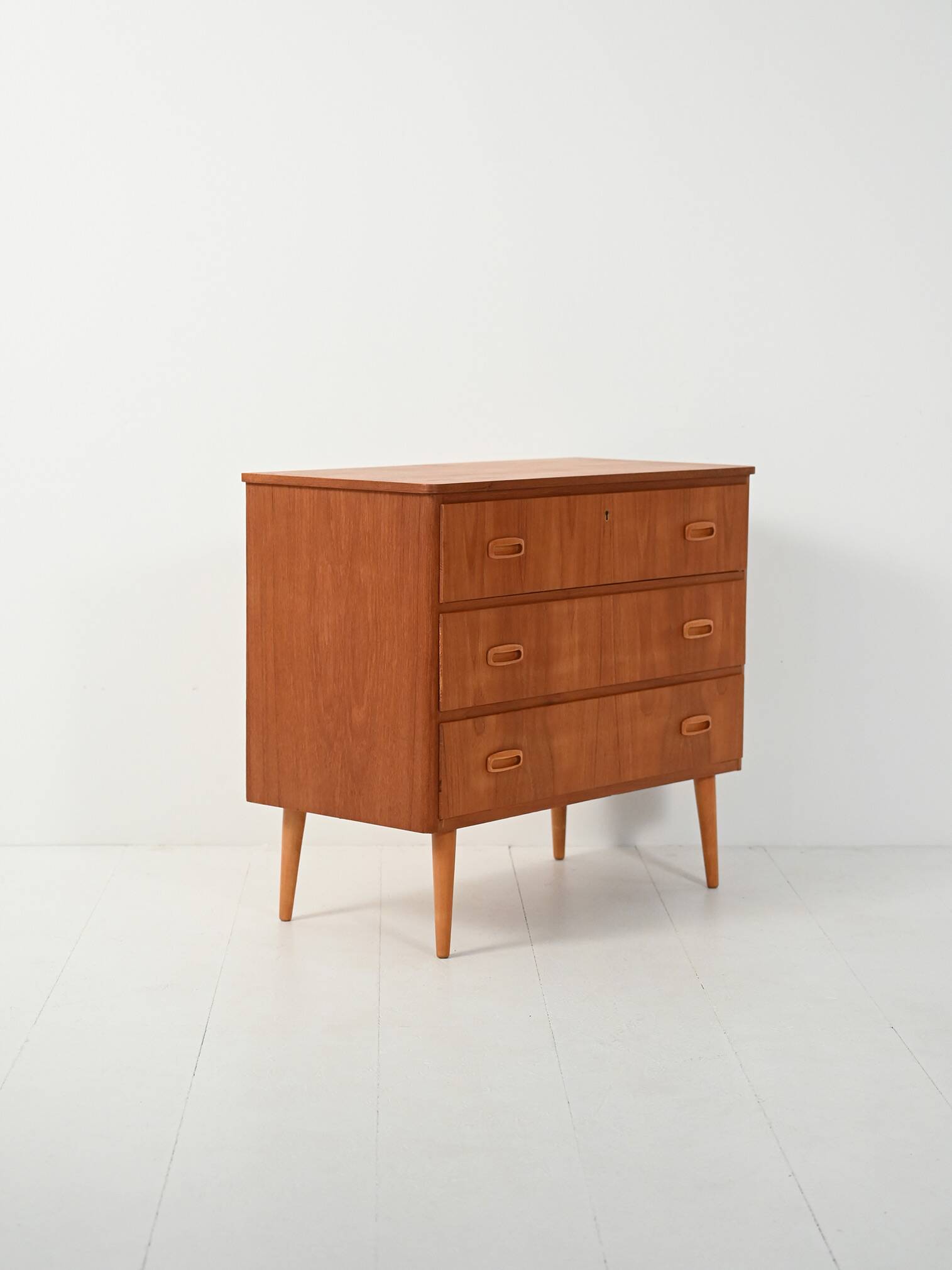 Scandinavian teak chest of drawers with oak details