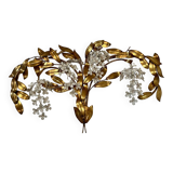 Old and large golden wall lamp Hans Kögl design from the 60s clusters of flowers