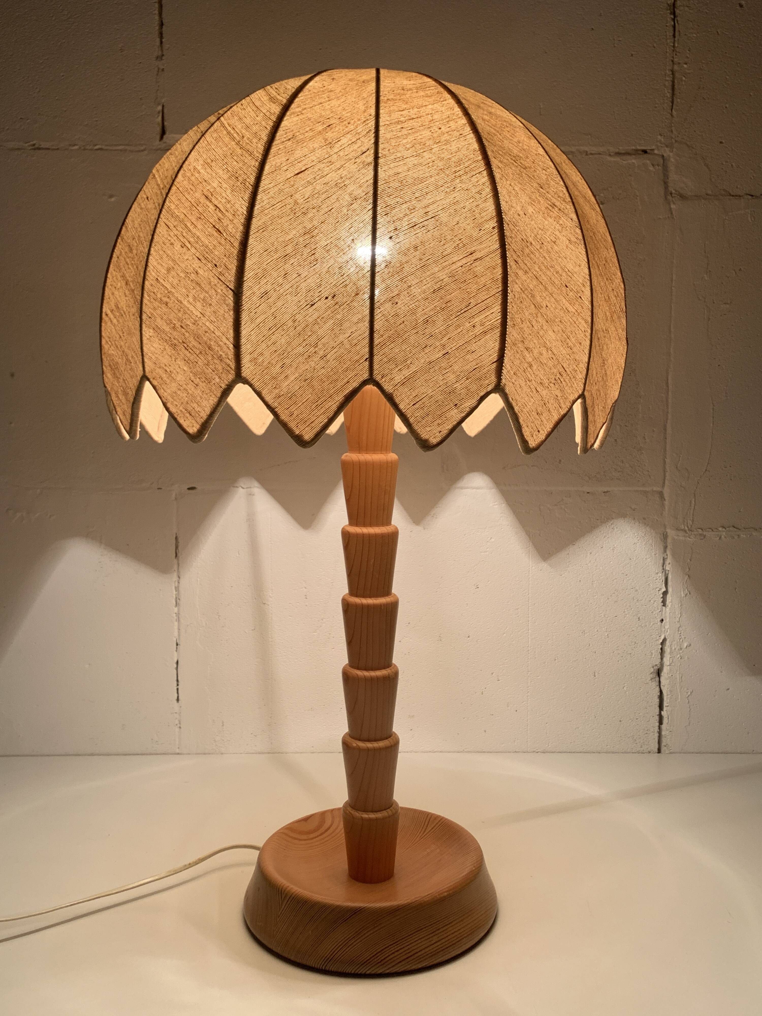 XL pine palm table mushroom lamp by Temde Switzerland, 1970s