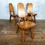 Brutalist pine chair 1970 Seltz style Regain Chapo Perriand vintage design