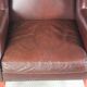 English Georgian Style Brown Leather Wingback Armchair