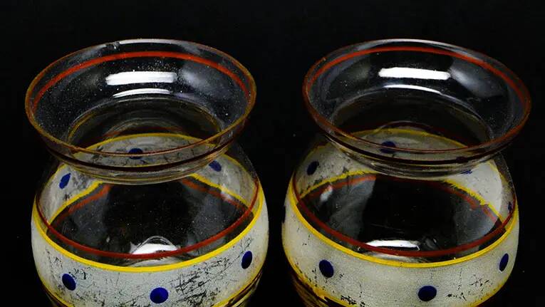Paire de vases, pop art, verre, Huta Hortensja, Pologne, années 1960