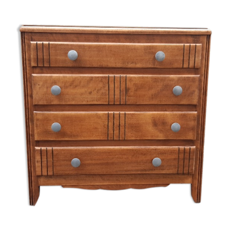 Art deco gilded oak chest of drawers