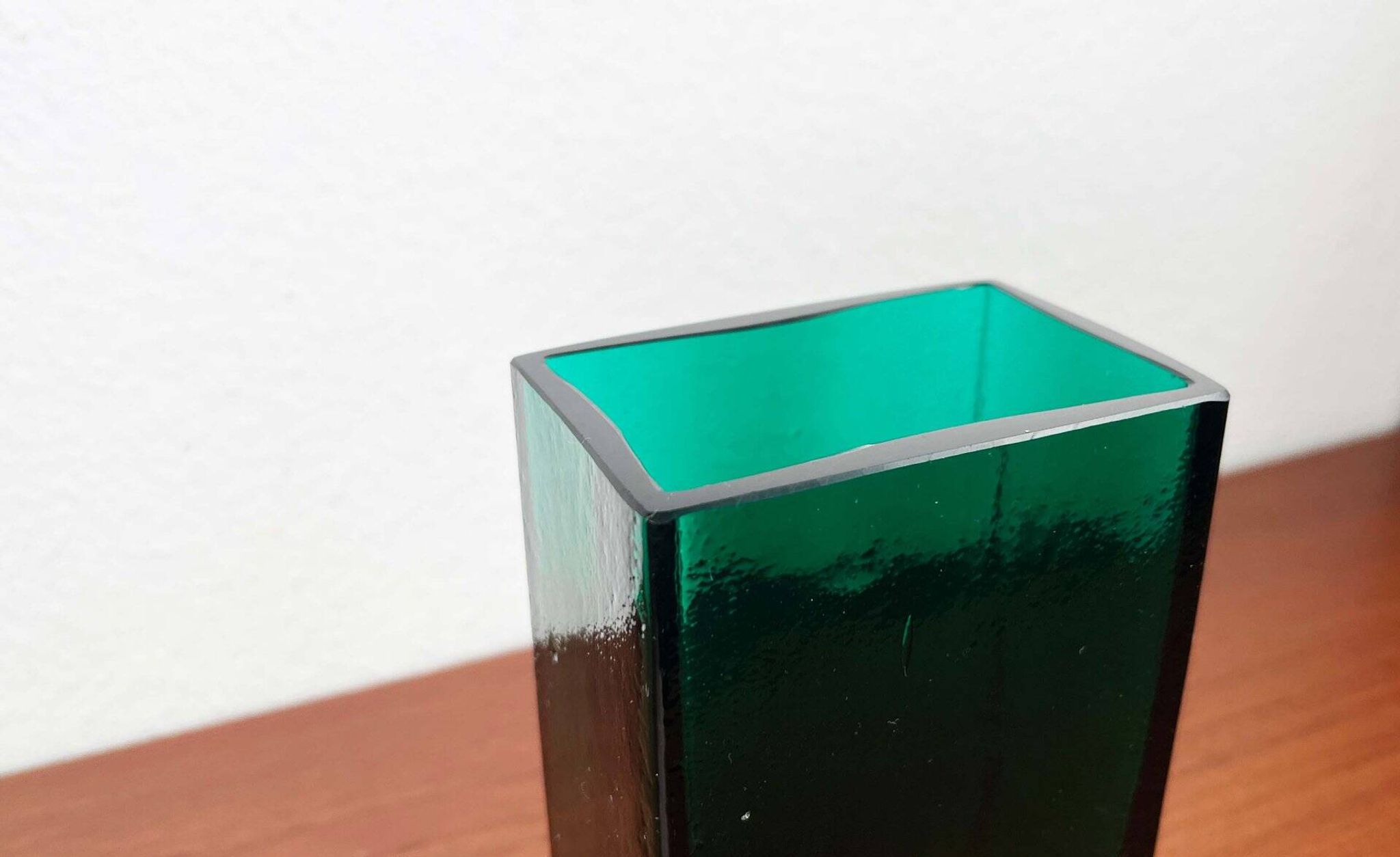 Minimalist mid-century glass block vase by Finncristall, Finland, 1960s.