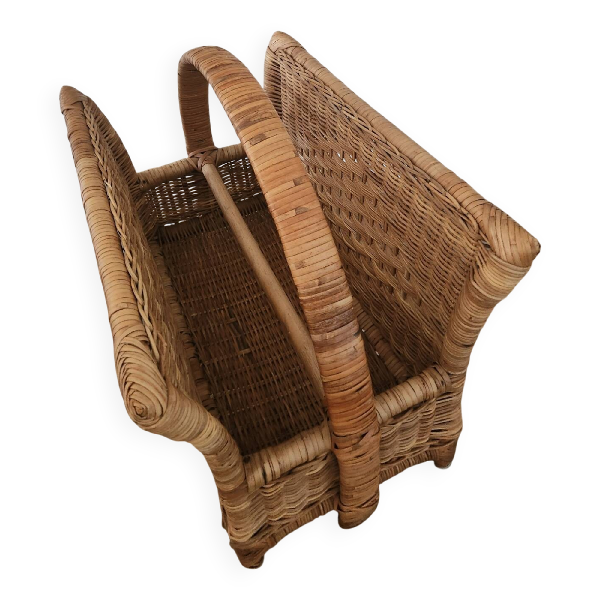 Vintage rattan magazine rack