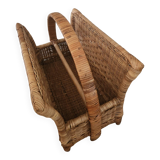 Vintage rattan magazine rack