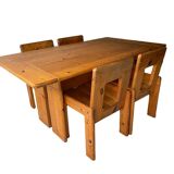 Silvio Coppola dining table with 4 dining chairs for Fratelli Montina