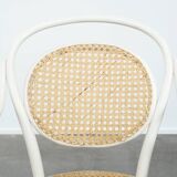Vintage white bistro chair with armrests in Thonet style