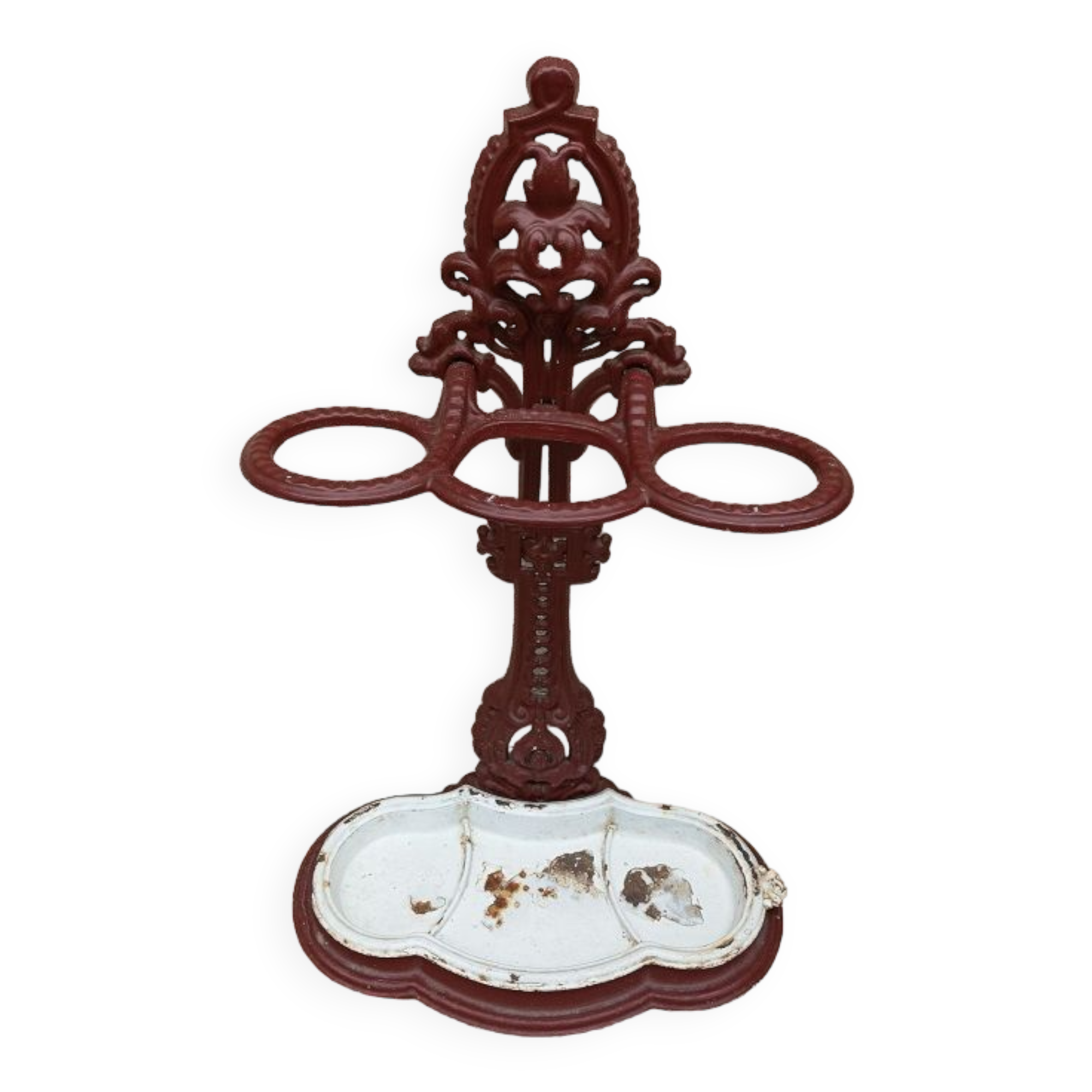 Patinated cast metal umbrella holder