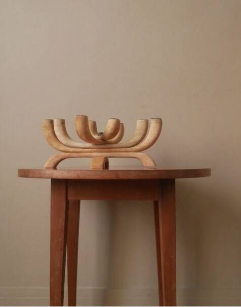 Handcrafted mango wood chandelier, Scandinavian style