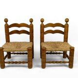 Pair of low straw chairs  circa 1940