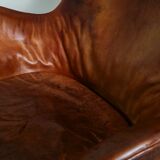 Early Danish "Egg Chair" in Brown Cognac Leather by Arne Jacobsen, 1960s